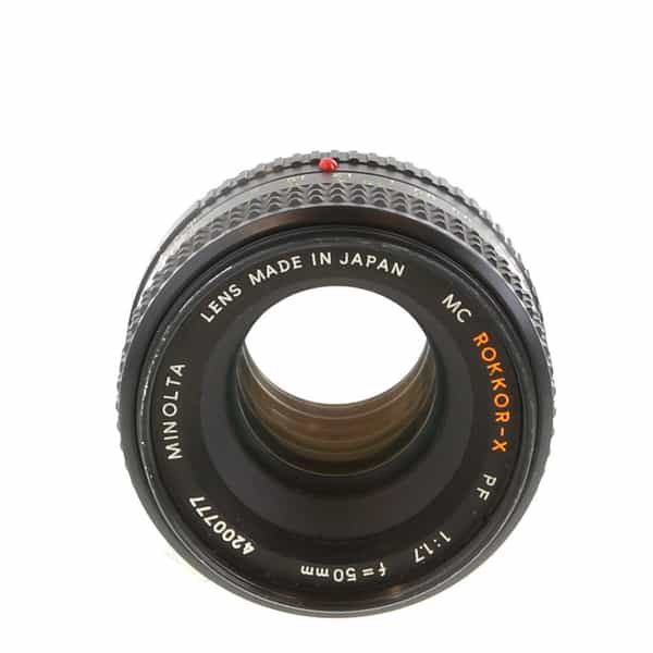 Minolta 50mm F/1.7 Rokkor-X PF MC Mount Manual Focus Lens {55} - Front  Filter Ring Damaged - BGN
