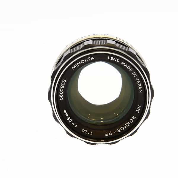 Minolta 58mm F/1.4 Rokkor-PF MC Mount Manual Focus Lens {55} - UG