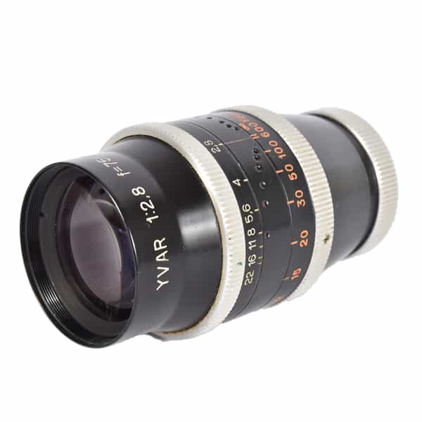 Bolex Kern-Paillard 75mm f/2.8 Yvar C-Mount Lens, Black/Chrome (YVORA)