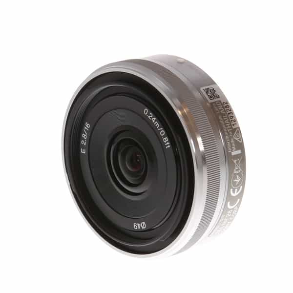 Sony E 16mm f/2.8 Autofocus APS-C Lens for E-Mount, Silver {49} SEL16F28 -  With Caps - EX+