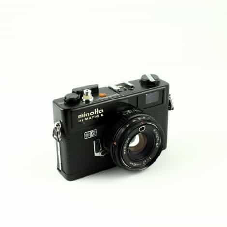 Minolta HI-Matic E 35mm Camera, Black, (40mm f/1.7 Rokkor QF Lens