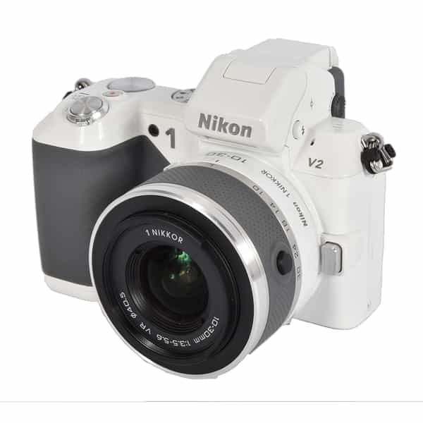 Nikon 1 V2 Mirrorless Digital Camera, White {14.2MP} with 10-30mm 