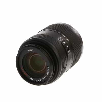 Panasonic Lumix G Vario 45-200mm f/4-5.6 Mega O.I.S. Lens for MFT (Micro  Four Thirds), Black/Dark Silver {52} - With Caps and Hood - EX+