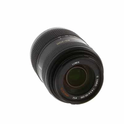 Panasonic Lumix G Vario 45-200mm f/4-5.6 Mega O.I.S. Lens for MFT (Micro  Four Thirds), Black/Dark Silver {52} - With Caps, Case and Hood - EX+