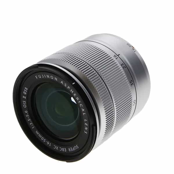 Fujifilm XC 16-50mm f/3.5-5.6 OIS II Fujinon Lens for APS-C Format X-Mount,  Silver {58} - With Caps and Hood - LN