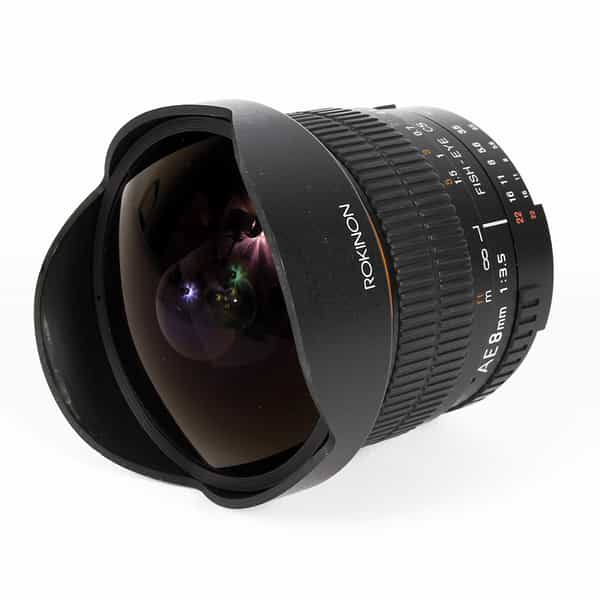 Rokinon 8mm f/3.5 AE CS Fisheye Aspherical Manual Focus (Auto-Exposure Contacts) APS-C Lens for Nikon F-Mount
