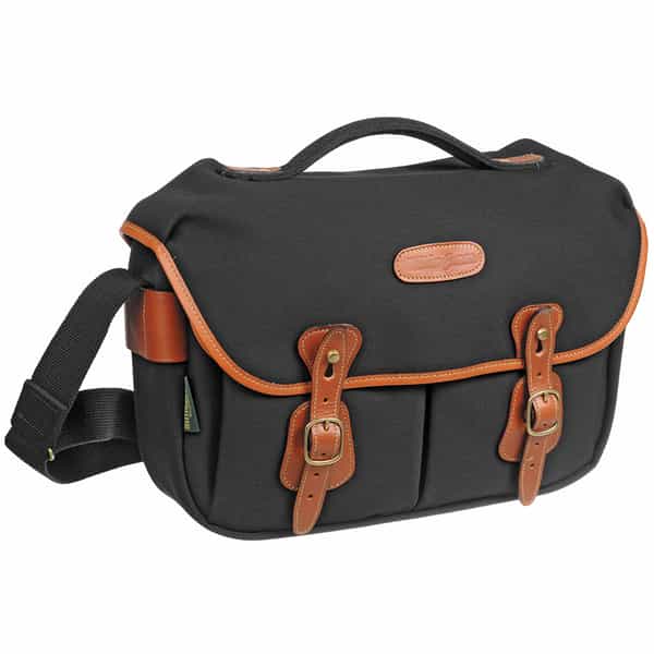 Billingham Hadley Pro Shoulder Bag, Black Canvas with Tan Leather, 13.8x4.8x11 in.
