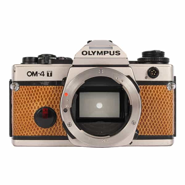 Olympus OM-4T 35mm Camera Body, Titanium with Brown Snakeskin Leather