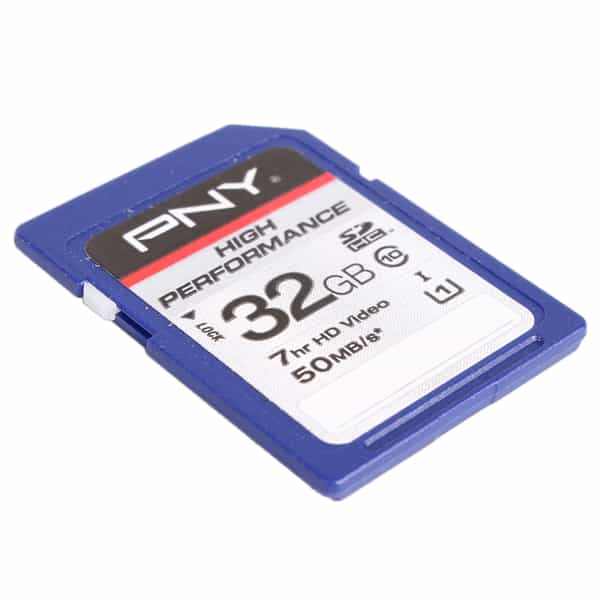 PNY 32GB 50 MB/s Class 10 UHS 1 7HR HD Video High Performance SDHC I Memory Card