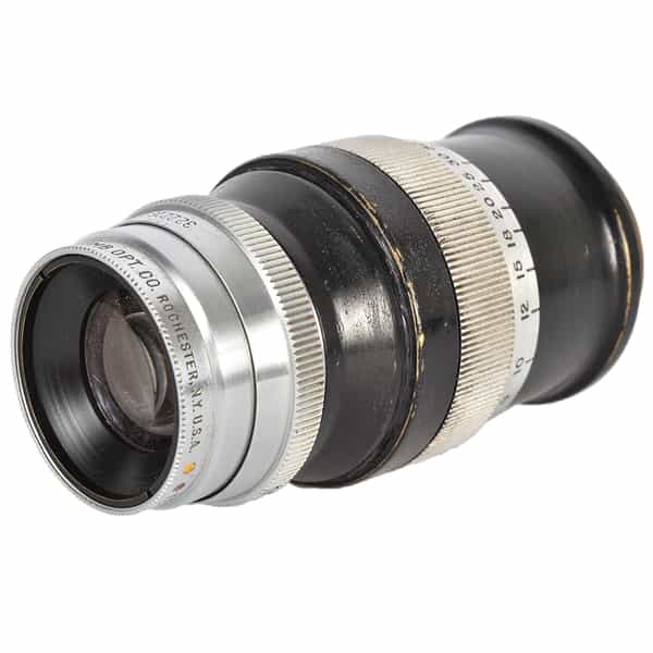 Bausch & Lomb 91mm f/4.5 Tessar IC Yellow Dot Lens for Leica Screw Mount, Mounted in Black/Chrome Focusing Mount