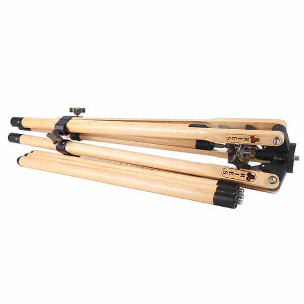 Ries H600 Wooden Tripod Legs, 3/8 in. Post, 3-Section, Maple with Bronze Knobs, 12-59 in.