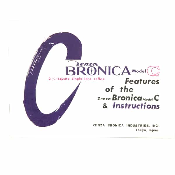 Bronica C, Features of the Zenza Bronica Model C & Instructions