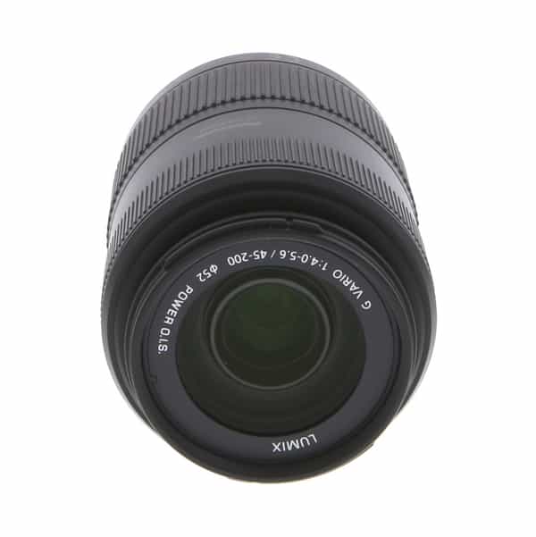 Panasonic Lumix G Vario 45-200mm f/4-5.6 (II) Power O.I.S. Lens for MFT  (Micro Four Thirds), Black {52} - With Caps, Hood - EX+