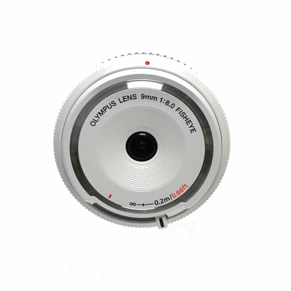 Olympus 9mm f/8 Fisheye Manual Focus Lens/Body Cap for MFT (Micro Four Thirds), White 
