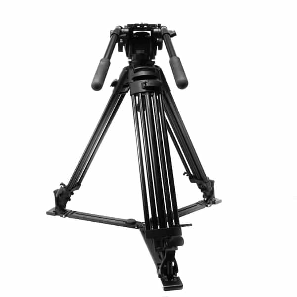 Manfrotto 515MVB Aluminum Video Tripod with 516 100mm Pro Half Ball Fluid Video Head, Floor Level Spreader, 3-Section, Black, 33-66 in.