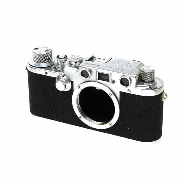 Leica IIIC 35mm Rangefinder Camera Body, Chrome with Sharkskin (Modified to Accept SELIS Flash Baseplate) 