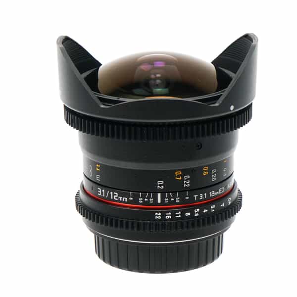Rokinon Cine 12mm T3.1 ED AS NCS (DS) Fisheye Manual Lens for Canon EF-Mount, Black