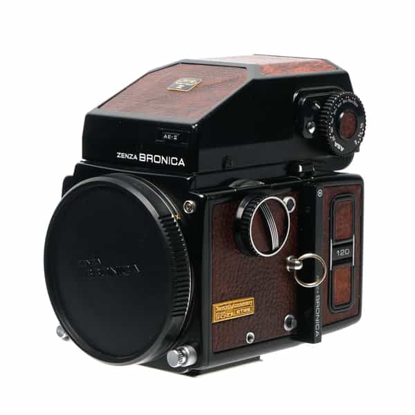 Bronica ETRS Twentieth Anniversary Zenza Medium Format Camera Body with AE-II Prism, 120 Back, Chrome with Brown Leather