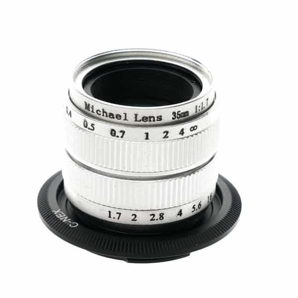 Michael 35mm F/1.7 Manual Focus, Manual Aperture Silver Lens with Adapter For C-Mount to Sony E-Mount {37} 