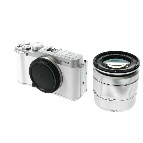 Fujifilm X-A2 Mirrorless Digital Camera, White Leatherette/Silver {16.3MP} with XC 16-50mm f/3.5-5.6 OIS II Lens, Silver {58}