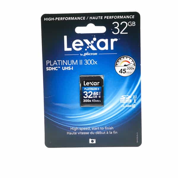 Lexar 32GB 45 MB/x 300X Class 10 UHS 1 Platinum II SDHC I Memory Card