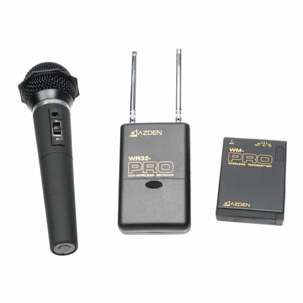 Azden WDM-PRO Dual-Channel VHF Wireless Microphone System with WM/T-Pro Wireless Microphone, WM-Pro Transmitter, WR32-Pro Receiver, EX-503 Lavalier Microphone