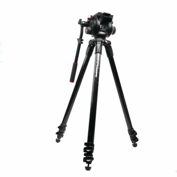 Manfrotto 535 MPRO Carbon Fiber Video Tripod with 504HD 75mm Half Ball Fluid Head, 3-Section, Black, 34.8-72.4 in. (504HD,535K)