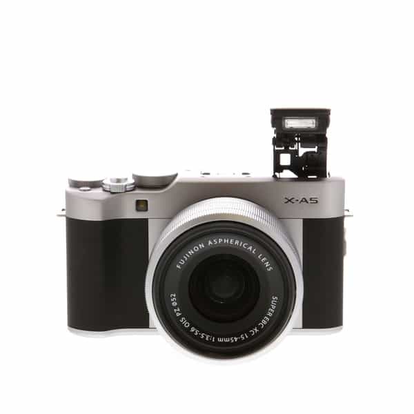 FUJIFILM X-A5 Mirrorless Camera, Black Leatherette/Silver {24.2MP 