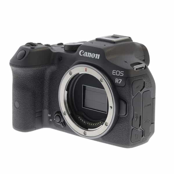 Canon EOS R7 Mirrorless Camera Body, Black {32.5MP} - With Battery LP-E6NH,  Body Cap, Charger LC-E6, Shoe Cover, Strap - New