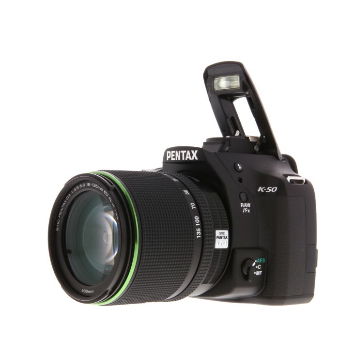 Pentax K 50 Black Digital Camera With 18 135mm F 3 5 Da Ed Al If Dc Wr Black Lens 62 16 3 M P At Keh Camera