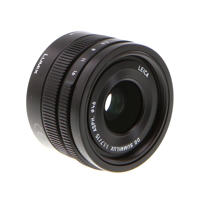 Panasonic Lumix Leica 15mm f/1.7 DG Summilux ASPH. Autofocus Lens for MFT (Micro Four Thirds), Black {46} with Decoration Ring KEH Camera